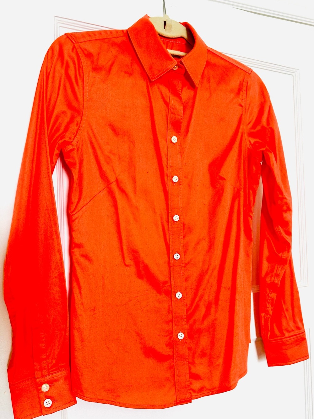 Banana Republic Women's Classic Long-Sleeve Orange Dress Shirt